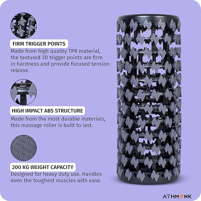 Athmonk Expandable Massage Roller - Foam Roller For Exercise & Physiotherapy - Back Massager Roller - Portable 3D Massager Roller for Body with Compact ABS Structure - 200 kg Weight Capacity - 35cm